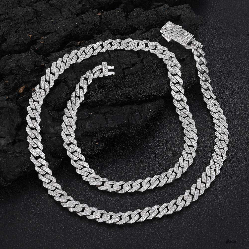 8mm Moissanite Dia Cuban Trendy Brand Personality Hip Hop Men's Sterling Sier Necklace