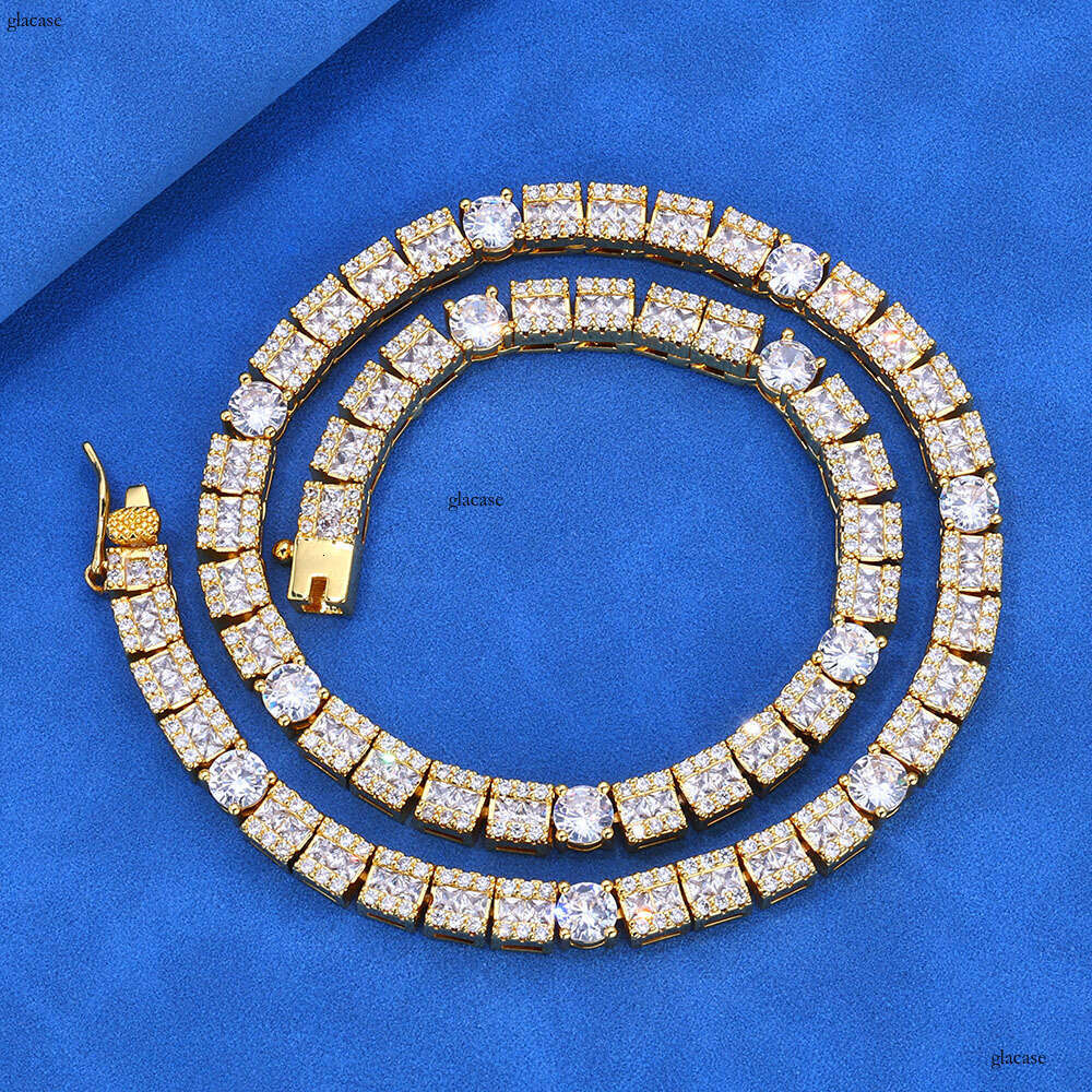 6mm Mixed Hip Hop Jewelry Men's Necklace Square Round Moissanite chain Tennis Chain