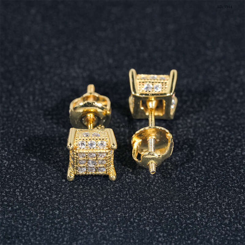 Hip-Hop Sier Moissanite Full Dia D Color VVSGRA Certificate Personality Trendy Earrings