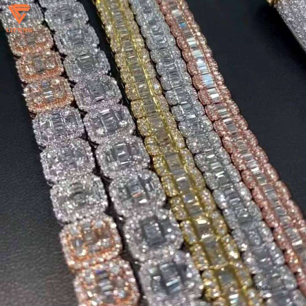 Lifeng jewelry Sier Hand Inlaid Moissanite Dia Hip Hop Jewelry Ice Out Rock Candy Chain Pendant Necklace