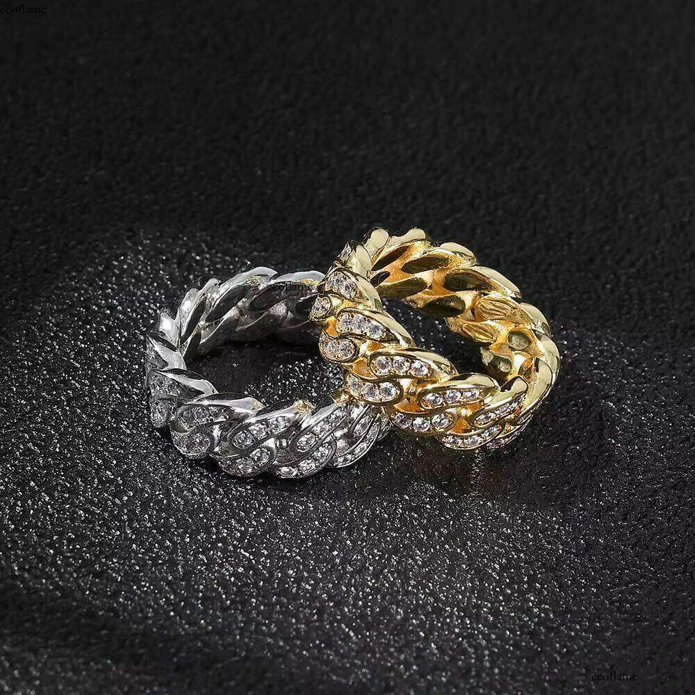 Noya Gold-Plated for Men Hip-Hop Ice Out Miami Cuban Link Ring Jewelry