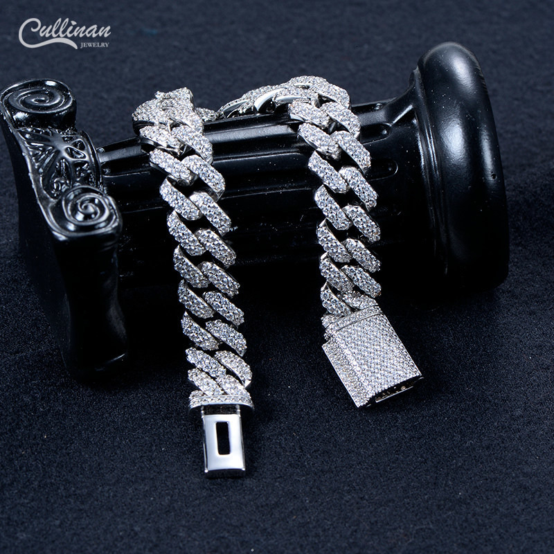 Gold Plated Iced Out Miami Cuban Link Chain Bracelet Crystal Zirconia High Quality Charm Punk Bracelet Mens Accessories