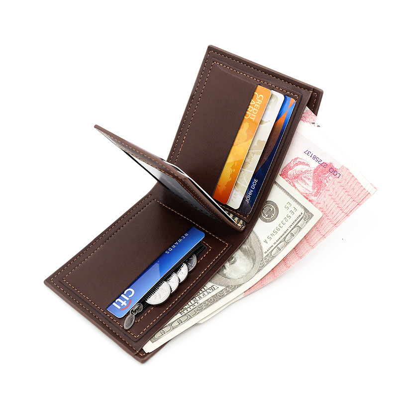 European And American Luxury Bag New Men's Wallet Short Style Silver Coin Purse 70% Off Stitched Suede Leather Loose-leaf Money Clip Cross-border