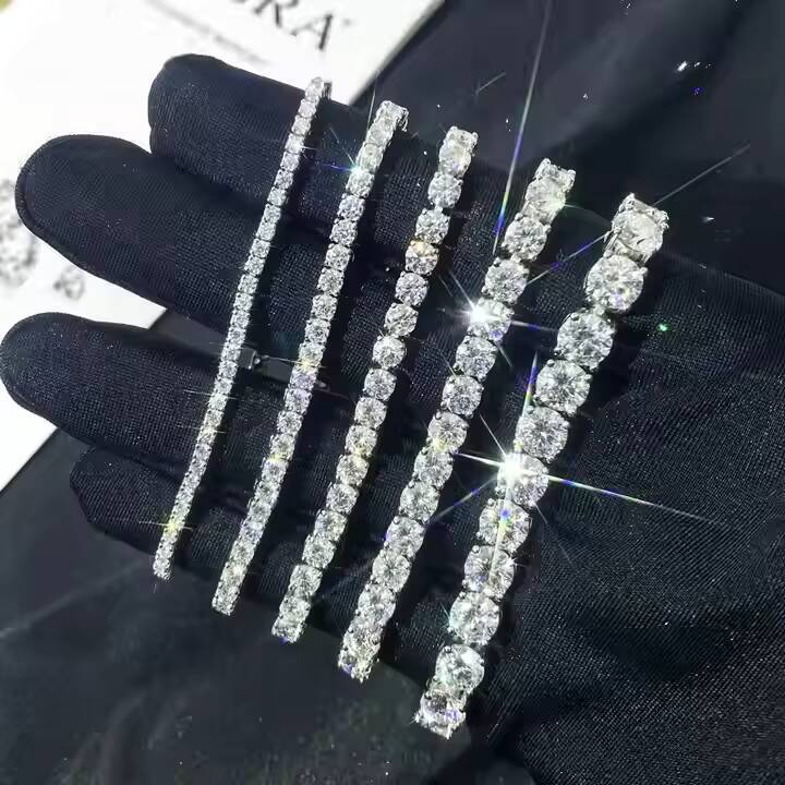 Fashion 2mm 3mm 4mm 5mm 6.5mm GRA Certified VVS Moissanite Women Tennis Bracelet 925 Sterling Silver Bracelet for Man Woman