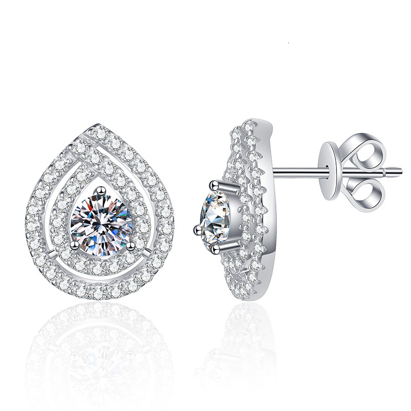 Free Shipping Designer Luxury Jewelry Japanese Style S925 Sterling Silver Earrings Women's Accessories Moissanite Earrings D Color 1 Carat Moissa
