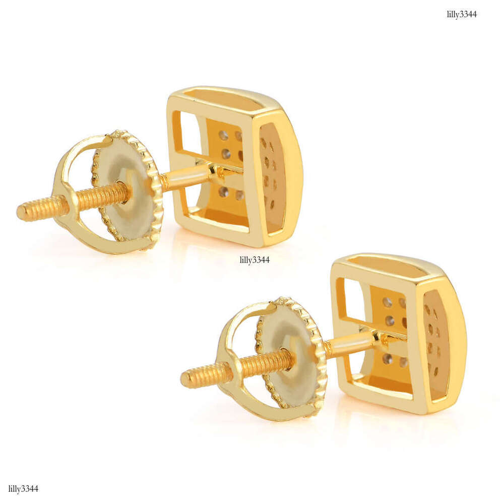 New Square and Curved Iced Out VVS Trendy Men's Hip-Hop Earrings