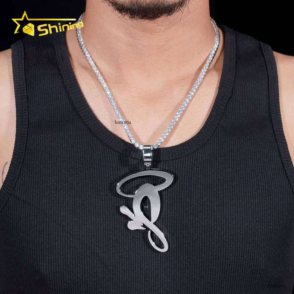 Fine Jewelry Hip Hop Custom Made Fancy Shape High Quality Solid Plain Sier Pendant for Tennis Chain