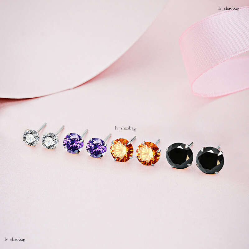 for Women Colorful Zircon Fashion Four-Prong Sier Crystal Shiny Earrings
