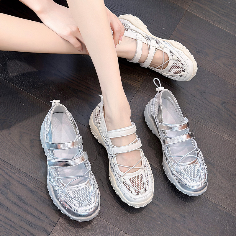Women's Dexin shoes 2025 designer new nylon buckle height increasing dad shoes multifunctional Mary Jane sneakers