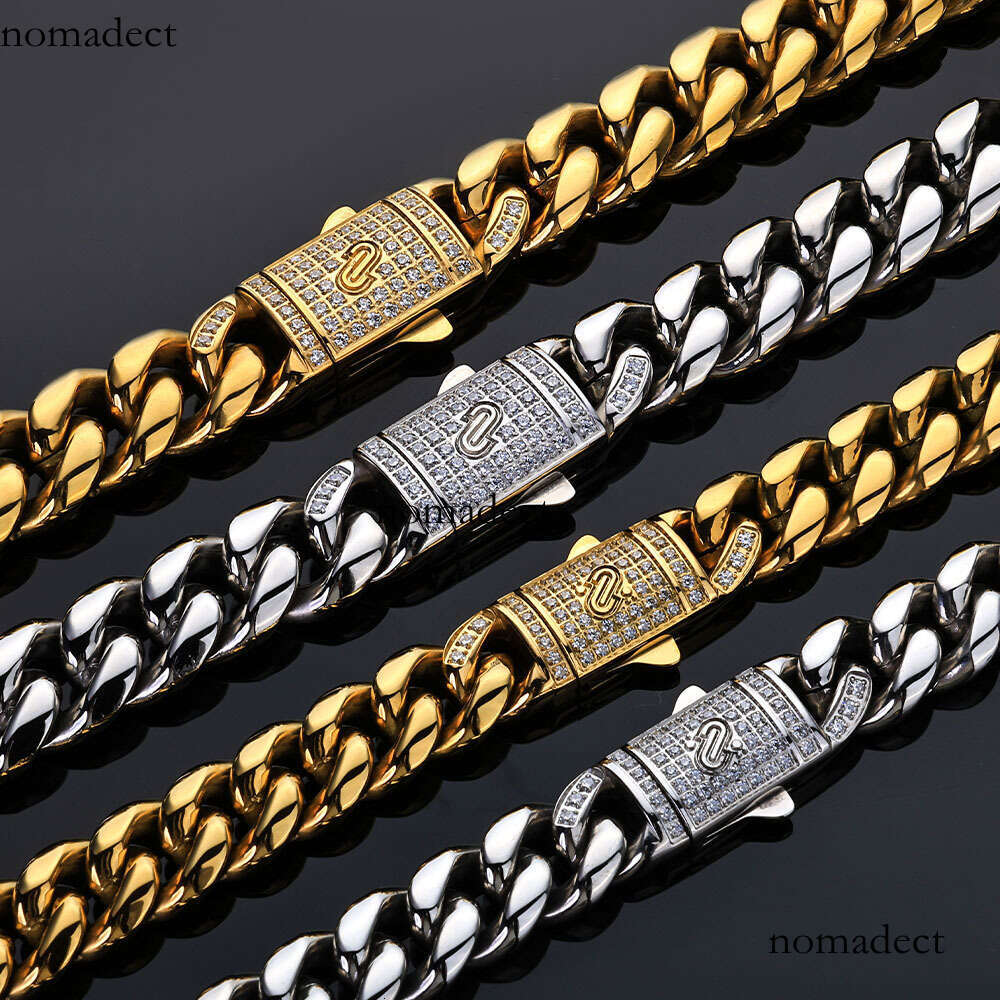 Hip Hop Round Polished Cuban Chain Stainless Men's Necklace Trendy Versatile Titanium Steel Jewelry Accessory