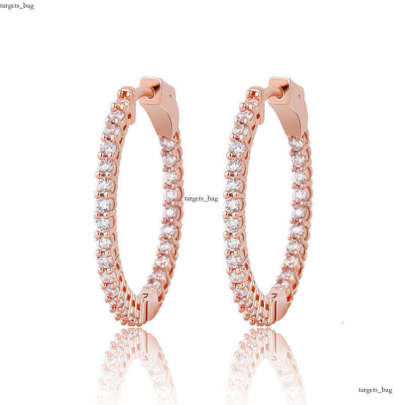 Round Women's with Zircon Inlay Real Gold Plated Shiny Earrings