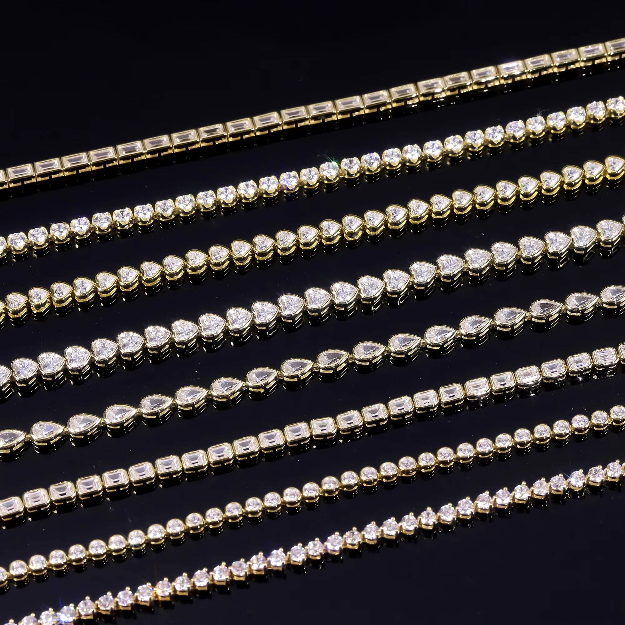 Abiding Real Gold Jewelry Custom Chain Different Cut Lab Grown Diamond PT950 9K 10K 14K 18K Solid Gold Diamond Tennis Bracelet