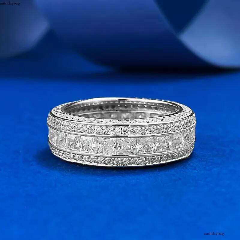 Genuine 100% Sterling Sier Jewelry Women Wedding Rings Princess Cut Stack White Moissanite Dia Gem Party Lady Enagement Band Ring Gift