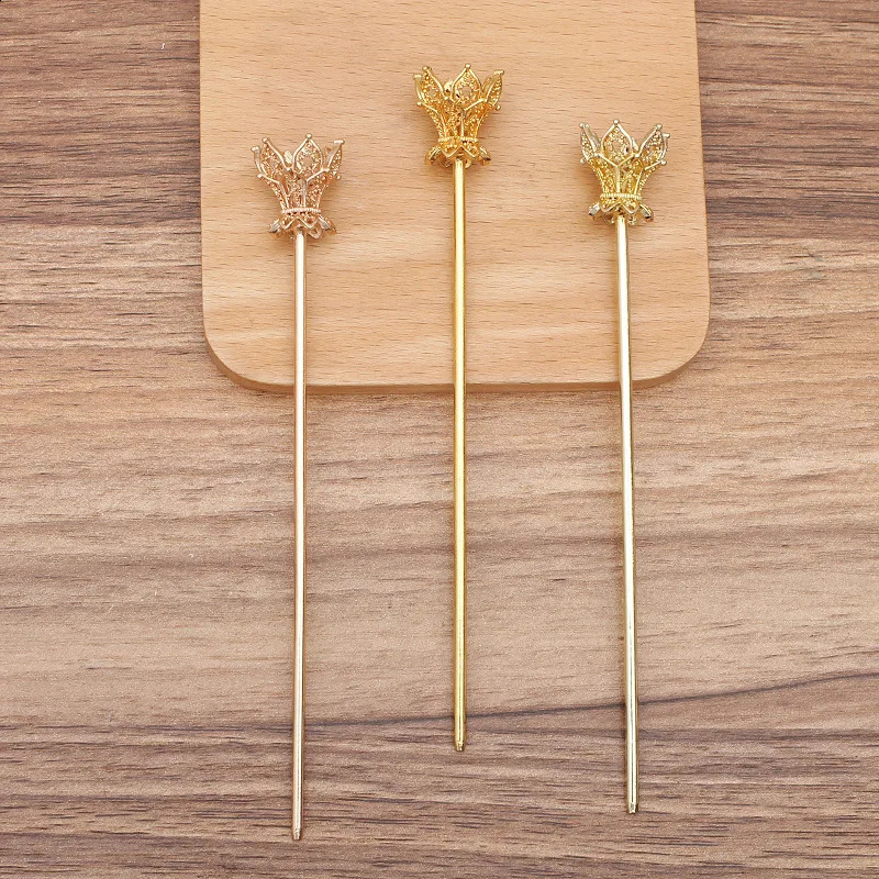 10 PCS 20x16mm Crown Hair Sticks Vintage Hairpins For Girl Women Headwear Jewelry Accessories 250807