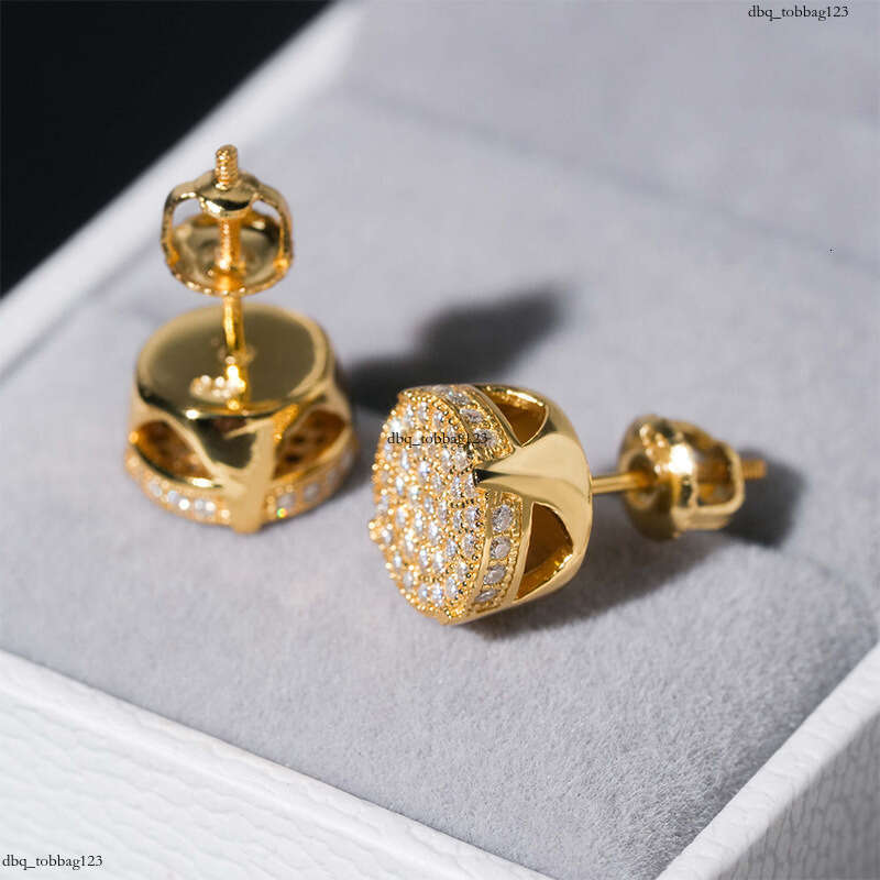 ICED OUT New Hip-Hop Moissanite Full Inlay Sier Plated Gold Unisex Versatile Earrings Accessories