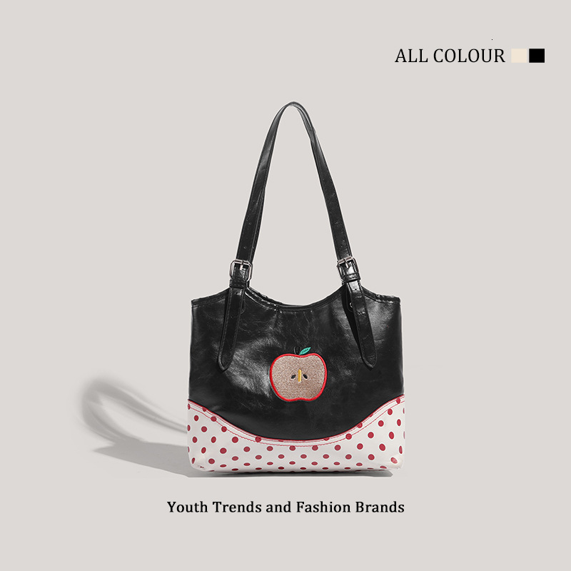 Polka Dot Single Shoulder Color Block Tote New Handbag Large Capacity Versatile Commuter Bag ddmymoon