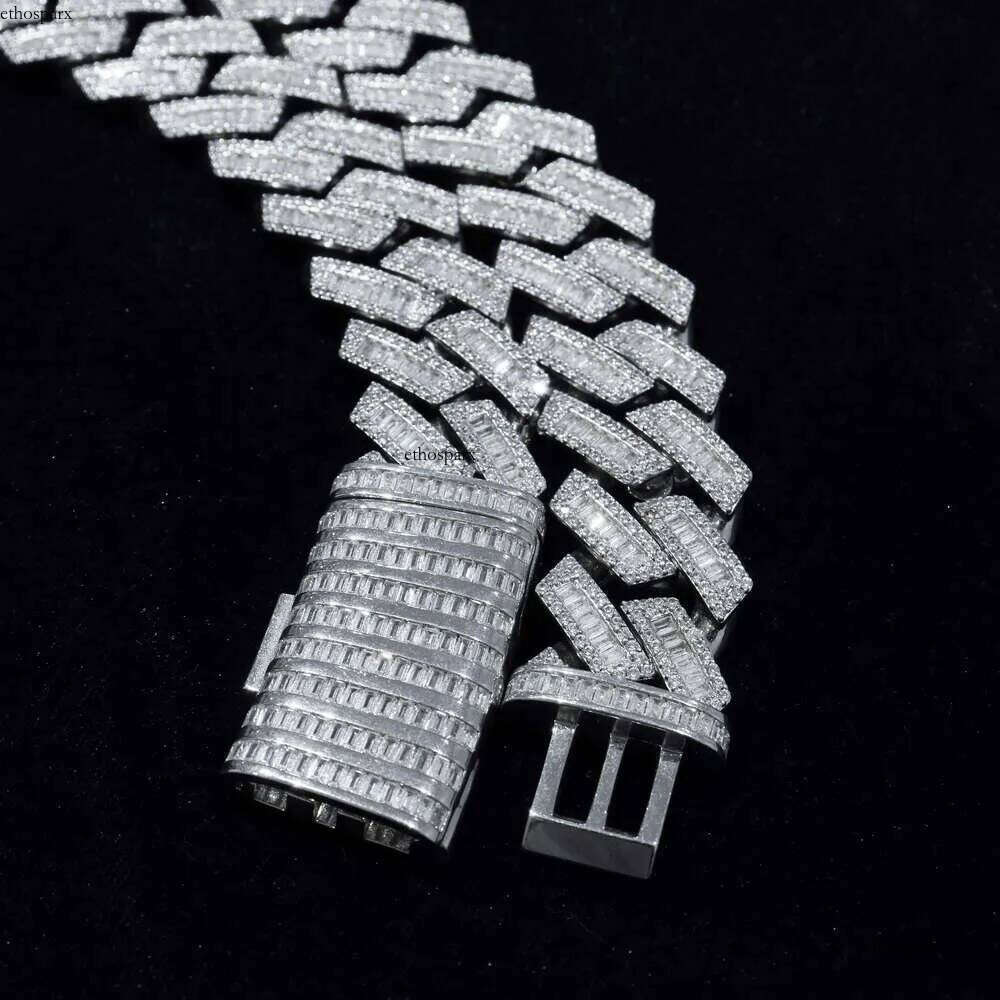 22mm Moissanite Sterg Sier Hip Hop Iced Out Custom Men Necklace Cuban k Chain Gold Plated Jewelry