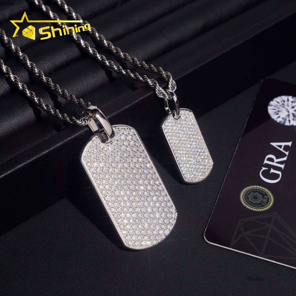 Factory Wholesale Price Hip Hop Jewelry Sterling Sier D Color VVS Moissanite Iced Out Pendant Necklace Dog Tag