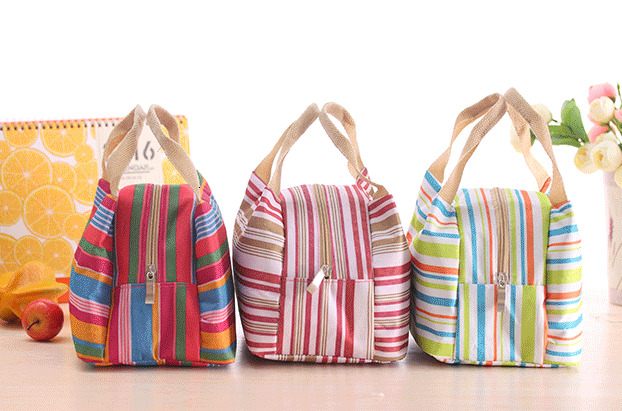 2025 New Korean Style Free Shipping Luxury Waterproof Striped Bento Bag Insulation Bag Lunch Box Bag Refrigeration Preservation Designer Lunch Handbag