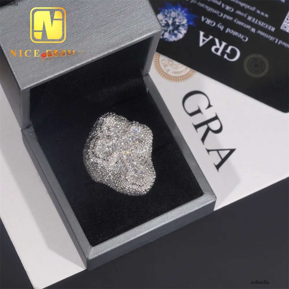 Rappers Style Tester Hip Hop Jewelry VVS Dia Iced Out Sterling Sier Cross Custom Moissanite Ring