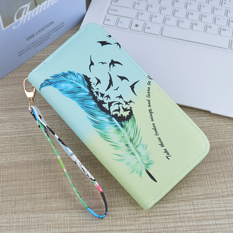 New Women's Wallet Long Zipper Clutch Soft Designer Bag Leather Fashion Cross Pattern Print Student Coin Luxury Bag Purse Phone Bag