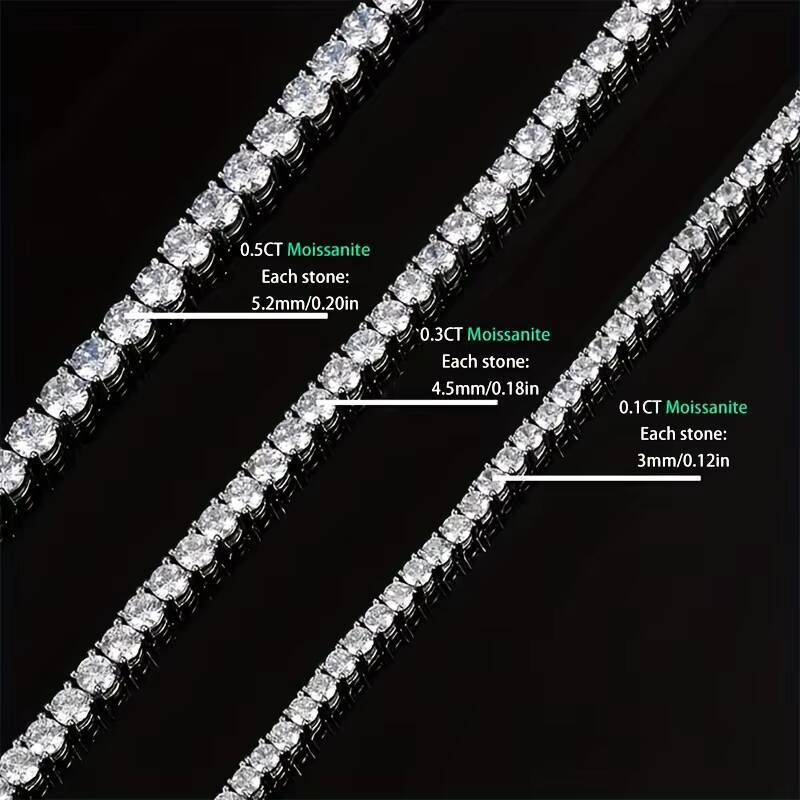 Multi Size S925 Silver Moissanite Tennis Necklace Popular Pop Celebrity Same Style Party Style Gift Trend Men and Women Chain