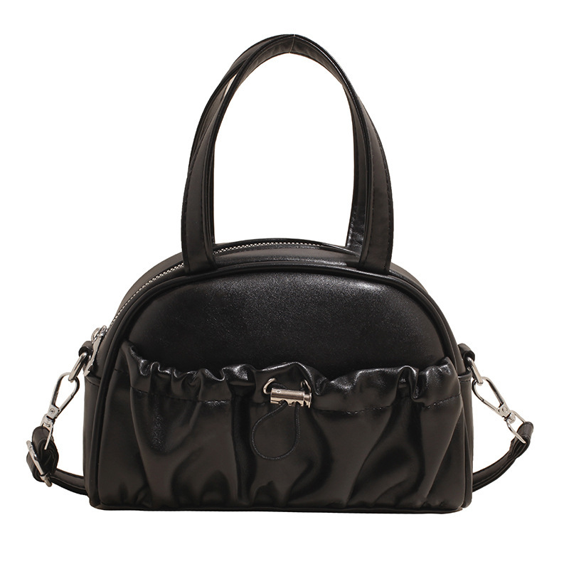 New Women's Pleated Solid Color Large Capacity Handbag Simple Designer Bag Shoulder Bag Cross-border Wholesale Dropshipping Luxury Bag Vintage Cr