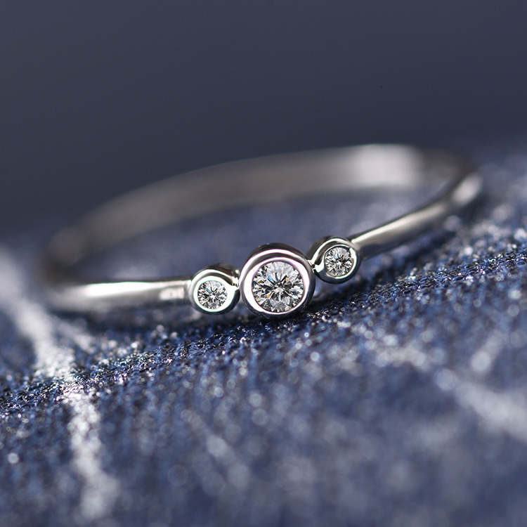 Elegant And Simple Inlaid Three mond Copper Zircon Knuckle Ring Jewelry