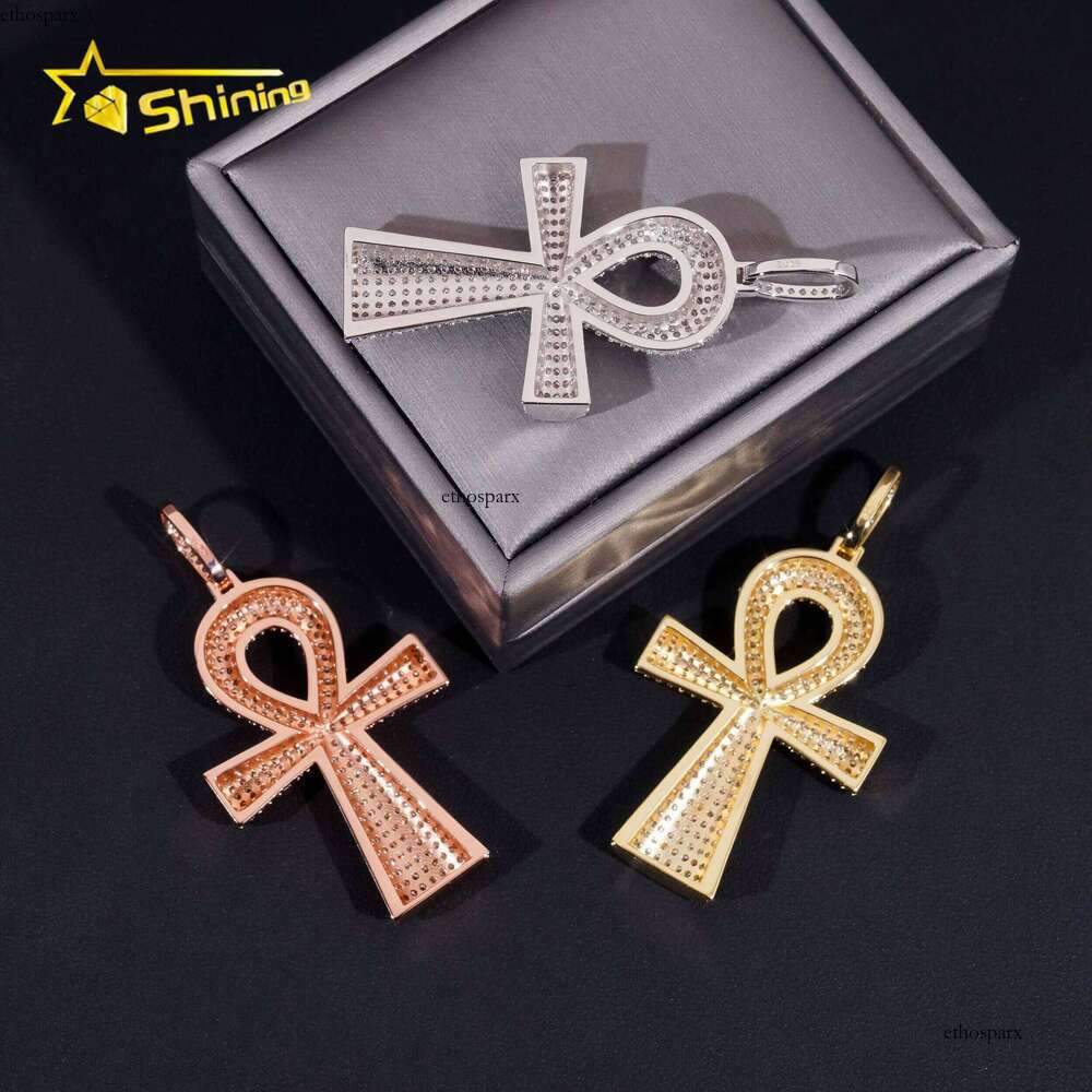 Hip Hop Jewelry Sterling Sier Men Dia Moissanite Iced Out Cross Pendant