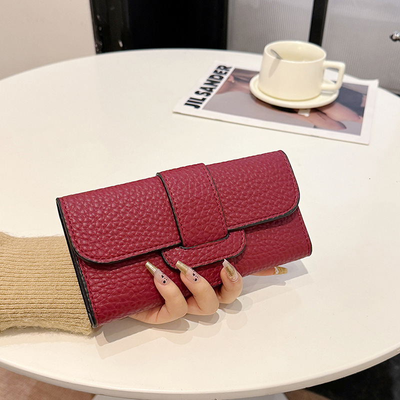 2025 New Luxury Bag Women's Long Wallet Korean Fashion Lychee Pattern Wallet Designer Bag Cross-border Wholesale Large Capacity Card Holder