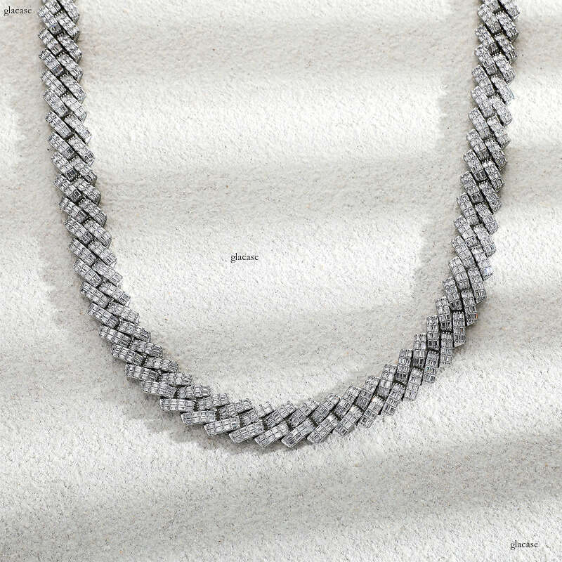 Dia-Shaped Cuban Chain Bracelet Full Moissanite chain National Trend Street Hip-Hop Trendsetter 15mm Men's Necklace Gold Australia