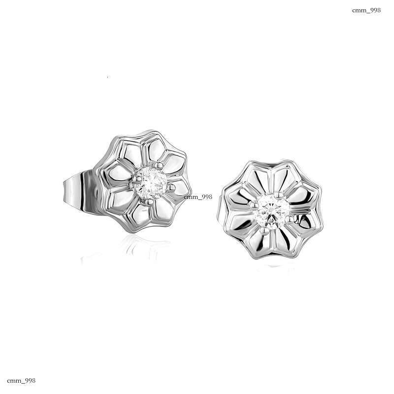 Guochao Tianshan Snow Lotus Moissanite Earrings Live Chinese Style Personality Design Sier Ear Jewelry