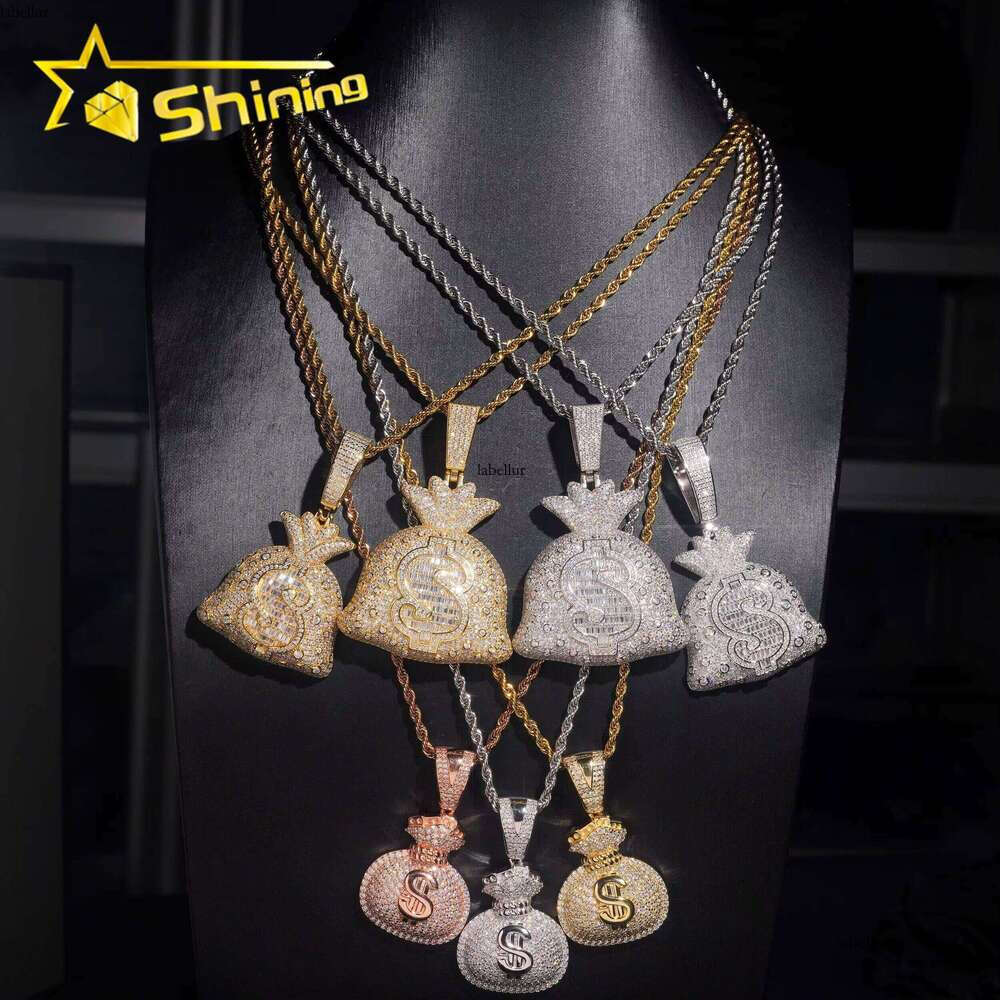 Pass Dia Tester Sterling Sier Wholesale Price Money Bag Iced Out Moissante Hip Hop Pendant