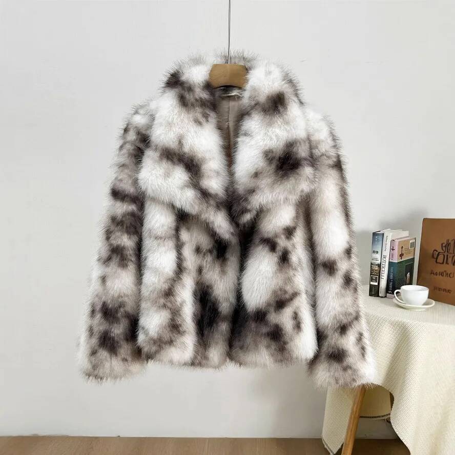 Faux Fur Coats Women Full Sleeve Short Coat Turn Down Collar Thick Warm Y2k Jackets Elegant Open Autumn Winter Jacket