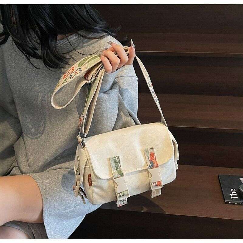 New Simple Canvas Niche Design Shoulder Large Capacity Flip Cover Handbag Fashion Trend Women's Crossbody Bag