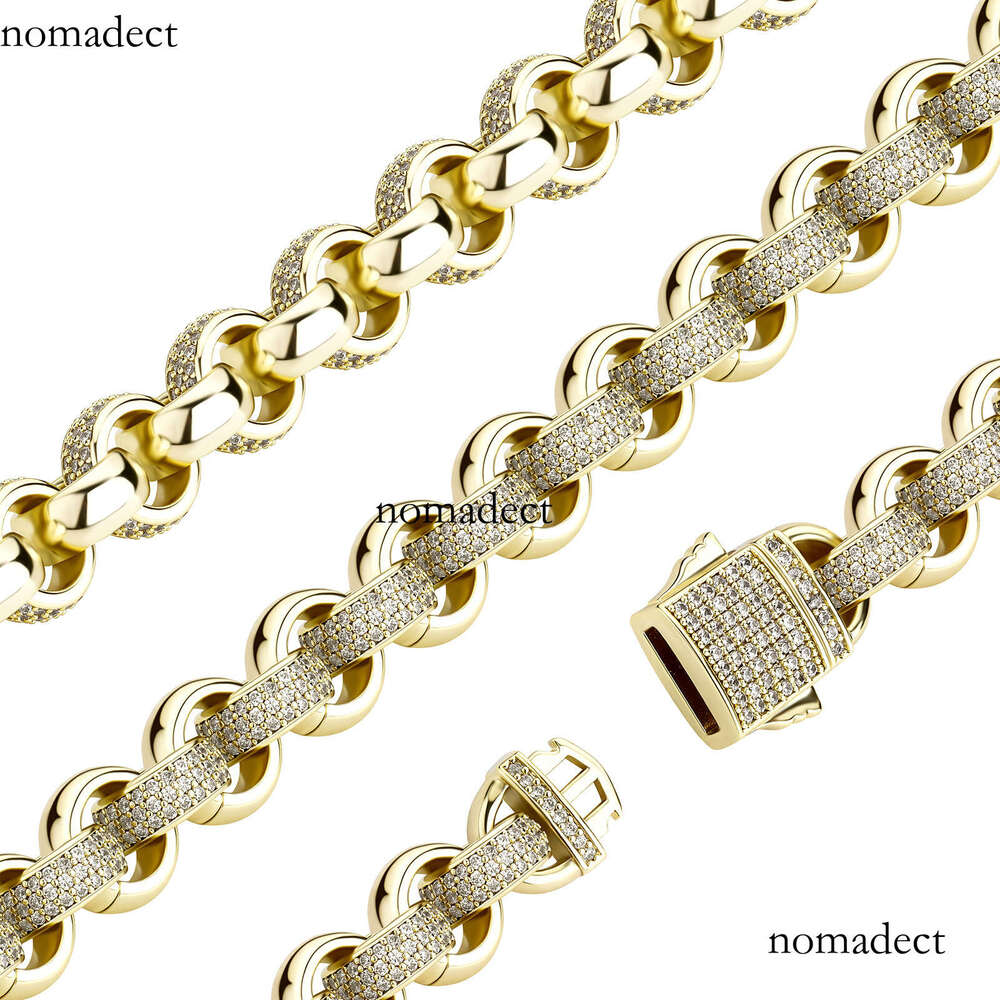 Full Zircon Splicing Smooth Circle Spring Buckle Hip-Hop Bracelet Unisex Personality Jewelry Accessories