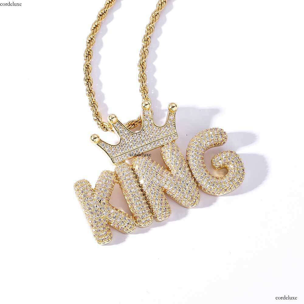 New Hip-Hop Crown Bubble Letter Number Splicing Combination Pendant Micro-Inlaid Moissanite chain Personality Necklace
