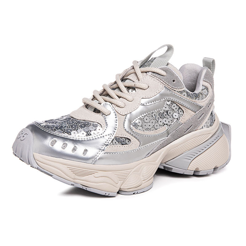 Women's Dad Sports Shoes 2025 New Designer Mesh Thick Bottom Sparkling Breathable Multi functional Casual Sports Shoes