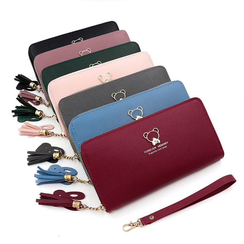 New Women's Wallet Long Zipper Bag Korean Style Girly PU Wallet Coin Luxury Bag Purse Zipper Bag Card Holder Wholesale