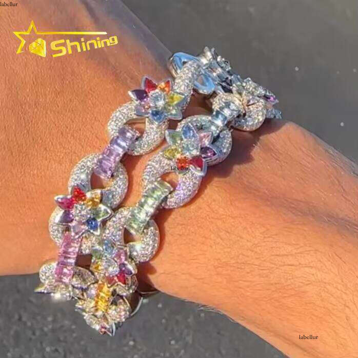 Customized Rapper Jewelry Iced Out Hip Hop Sterling Sier Moissanite Cuban Link Bracelet for Men Women