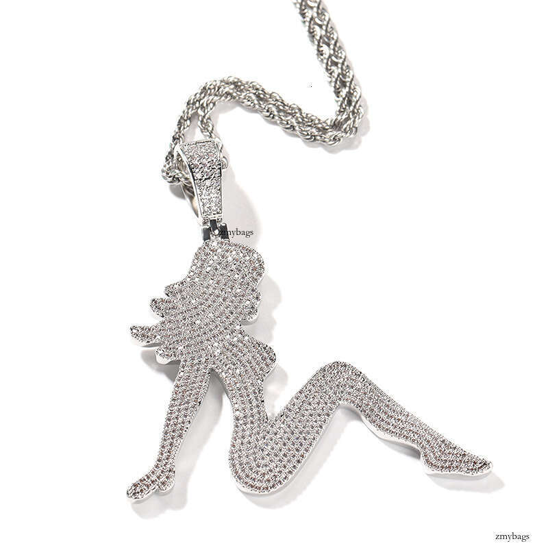 Boy New Sexy Silhouette Inlaid Dia Hip-Hop Trend Personality Long Hair Girl Necklace Pendant