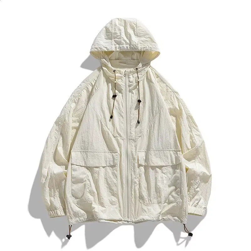 Summer Japanese Harajuku casual lazy simple temperament trend mens and womens sunscreen clothes ice silk cool fashion jacket 250809