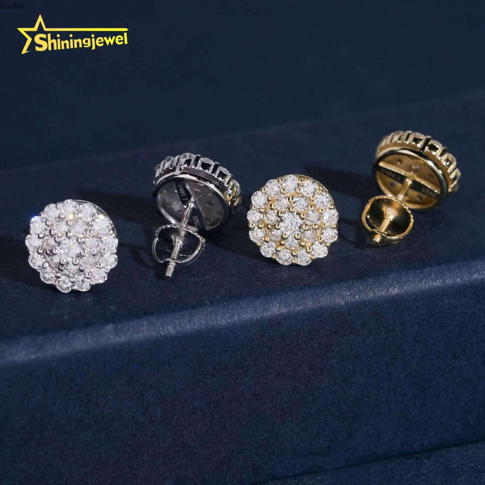 Jewelry 11mm Hip Hop Sier Iced Out Lab Dia Stud Earrings Certificate