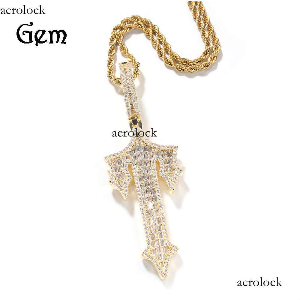 New Hip-Hop Style T Letter Pendant Gold-Plated Cubic Moissanite chain Fashionable Versatile Men's Necklace