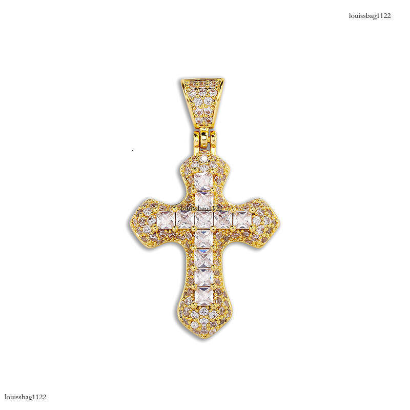 Hip Hop Blue Moissanite chain Cross Men's Necklace Fashion Versatile Sweater Chain Jewelry