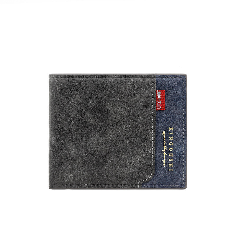 European And American Luxury Bag New Men's Wallet Short Style Silver Coin Purse 70% Off Stitched Suede Leather Loose-leaf Money Clip Cross-border
