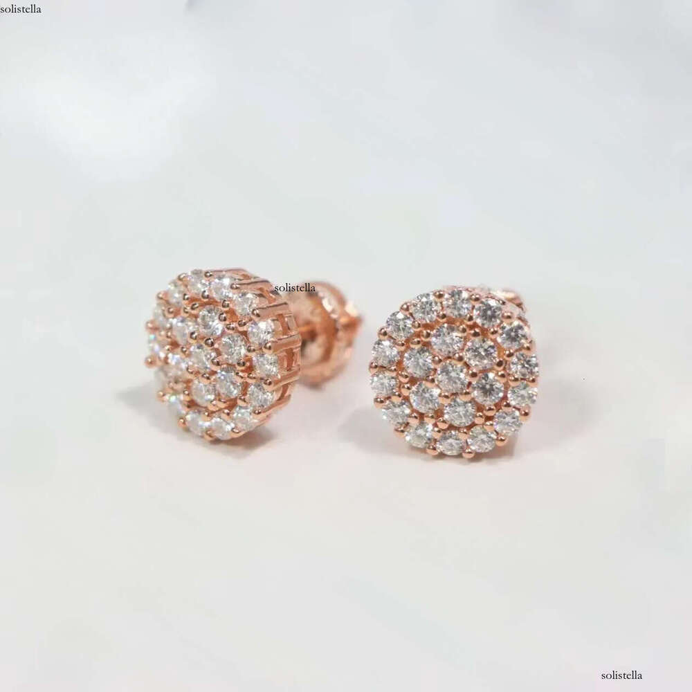 Flower Cluster Shape Stud Screw Back Elegant Iced Out Moissanite Solid Sterling Sier Earrings