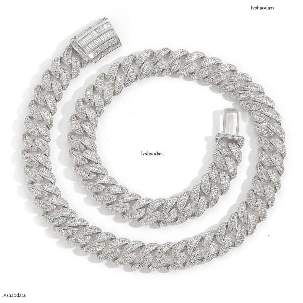 Hip Hop Necklace 15mm Mixed T-Cubic Moissanite chain Miami Cuban Trendy Fashion Men's Niche Clavicle Chain