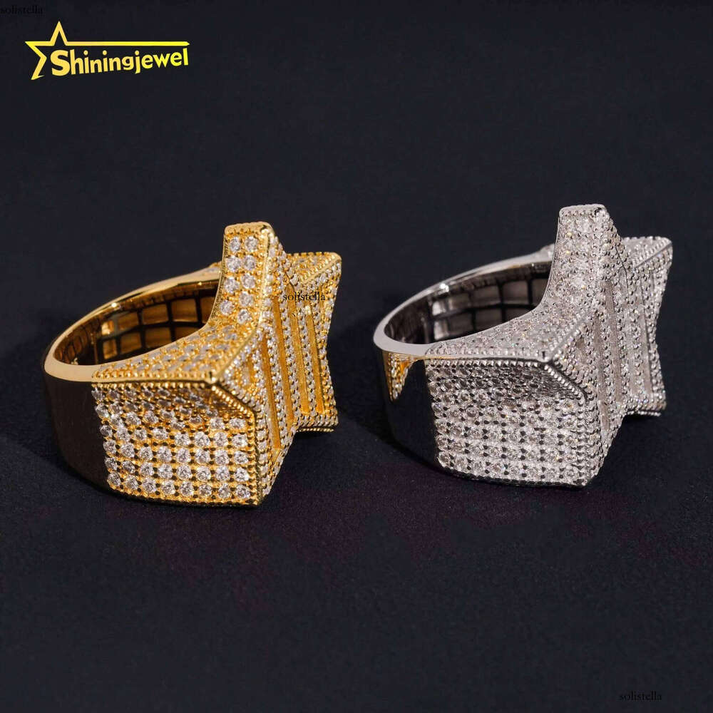 Pass Dia Tester Sterling Sier VVS Moissanite Hip Hop Iced Out Custom Ring