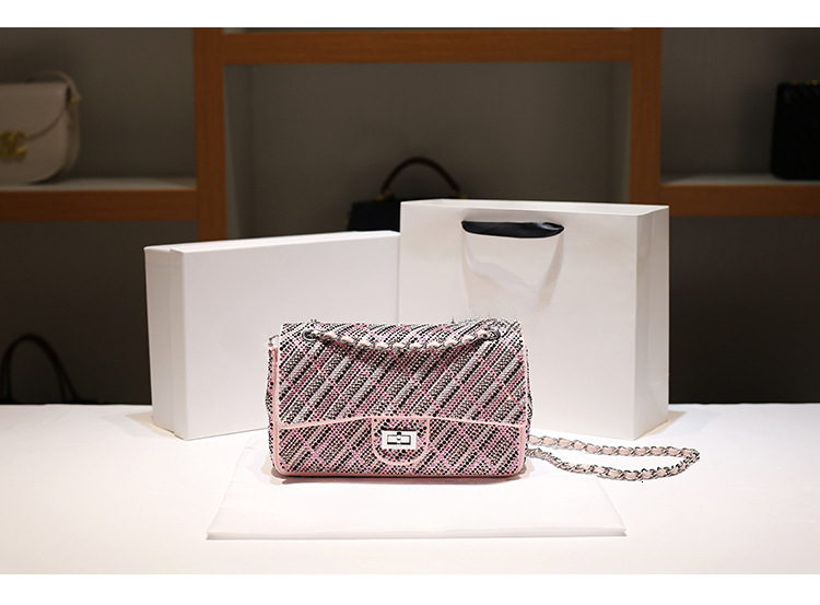 2025 New Women's Designer Handbag High End Style Diamond Bag One Shoulder Oblique Body Small Square Bag Inlaid With Diamond Women's Tiktok H